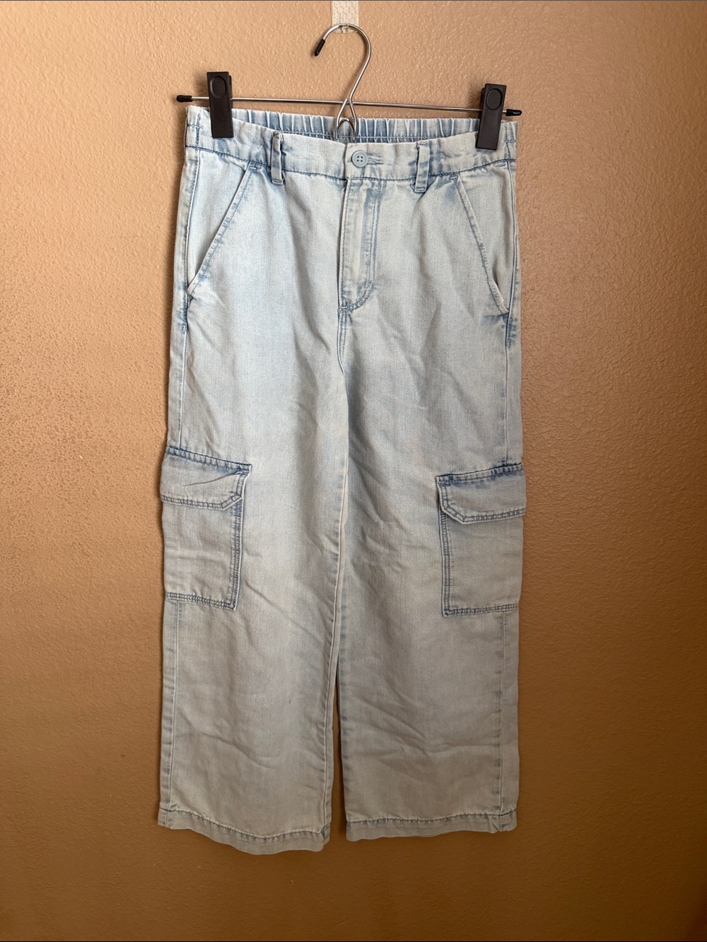 H&M Kids Light Wash Denim Cargo Pants Size 9-10 Yrs